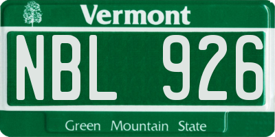 VT license plate NBL926