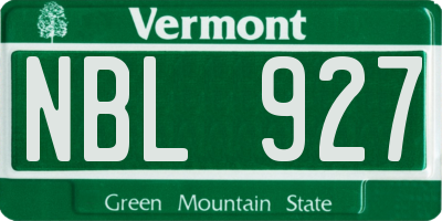 VT license plate NBL927