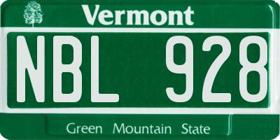 VT license plate NBL928