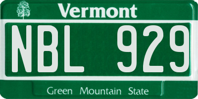 VT license plate NBL929