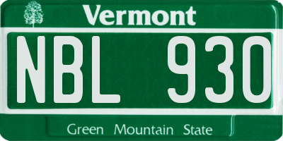 VT license plate NBL930