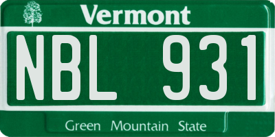 VT license plate NBL931