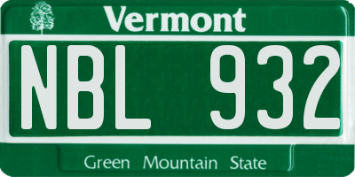 VT license plate NBL932