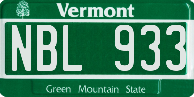 VT license plate NBL933