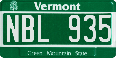 VT license plate NBL935