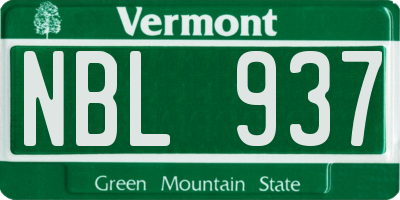 VT license plate NBL937