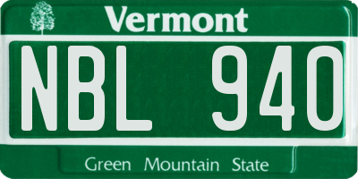 VT license plate NBL940