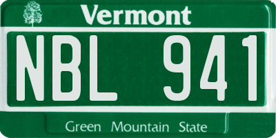 VT license plate NBL941