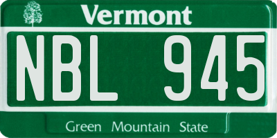VT license plate NBL945