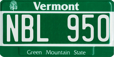 VT license plate NBL950