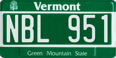 VT license plate NBL951