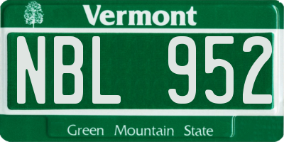VT license plate NBL952