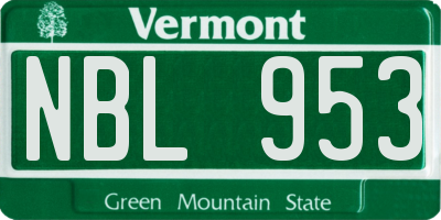 VT license plate NBL953