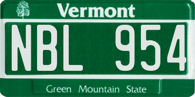 VT license plate NBL954