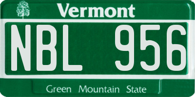 VT license plate NBL956