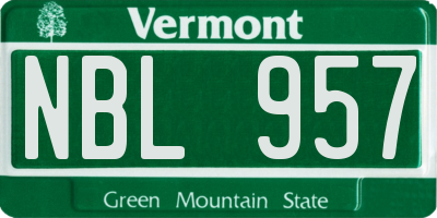 VT license plate NBL957