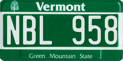 VT license plate NBL958