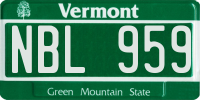 VT license plate NBL959