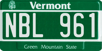 VT license plate NBL961