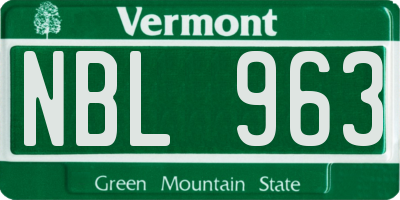 VT license plate NBL963