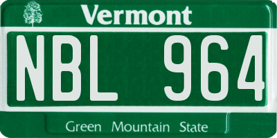 VT license plate NBL964