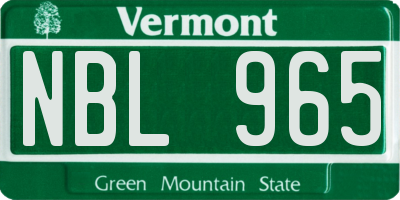 VT license plate NBL965