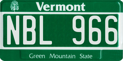 VT license plate NBL966