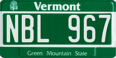 VT license plate NBL967