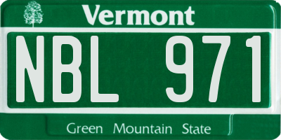 VT license plate NBL971