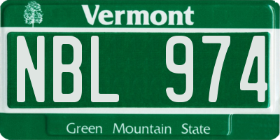 VT license plate NBL974