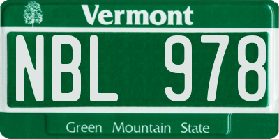 VT license plate NBL978