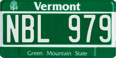 VT license plate NBL979