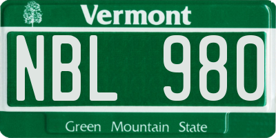 VT license plate NBL980