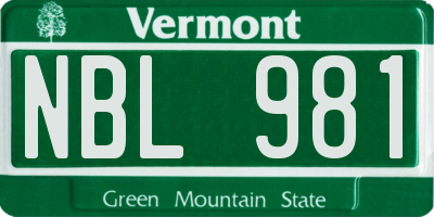 VT license plate NBL981