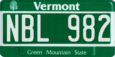 VT license plate NBL982