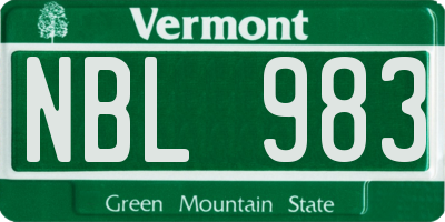 VT license plate NBL983