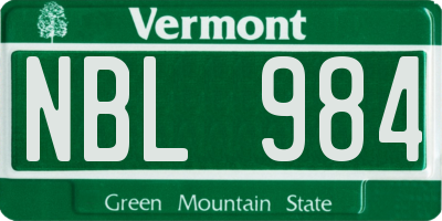 VT license plate NBL984