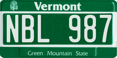 VT license plate NBL987