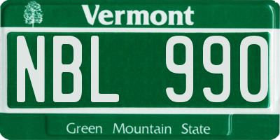 VT license plate NBL990