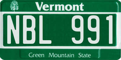 VT license plate NBL991