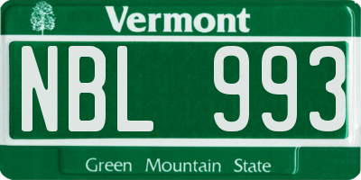 VT license plate NBL993