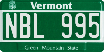 VT license plate NBL995
