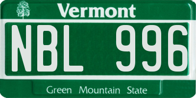 VT license plate NBL996