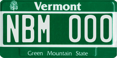 VT license plate NBM000