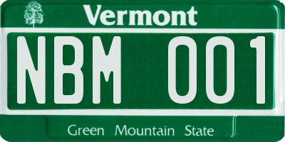 VT license plate NBM001