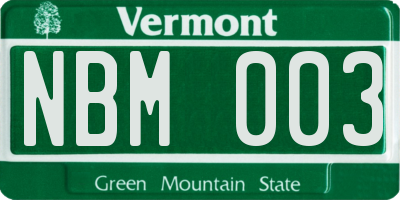VT license plate NBM003