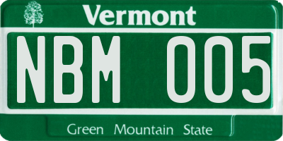 VT license plate NBM005