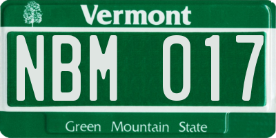 VT license plate NBM017