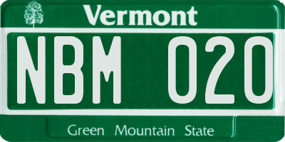 VT license plate NBM020