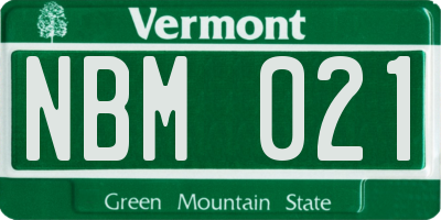 VT license plate NBM021